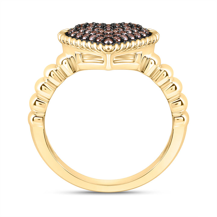 1/4CTW-NAT DIA FASHION COGNAC NATURAL HEART RING Daisy Joyeria