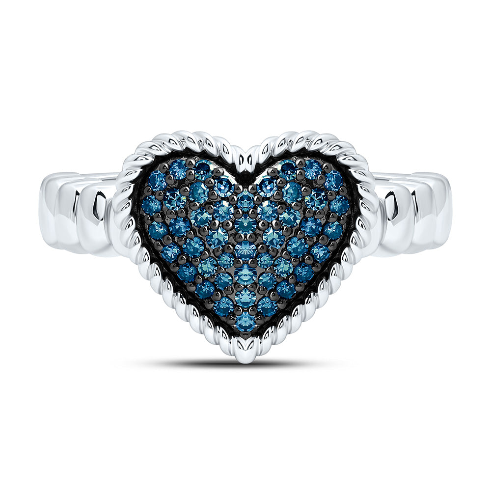 1/4CTW-NAT DIA FASHION BLUE DIA HEART RING Daisy Joyeria