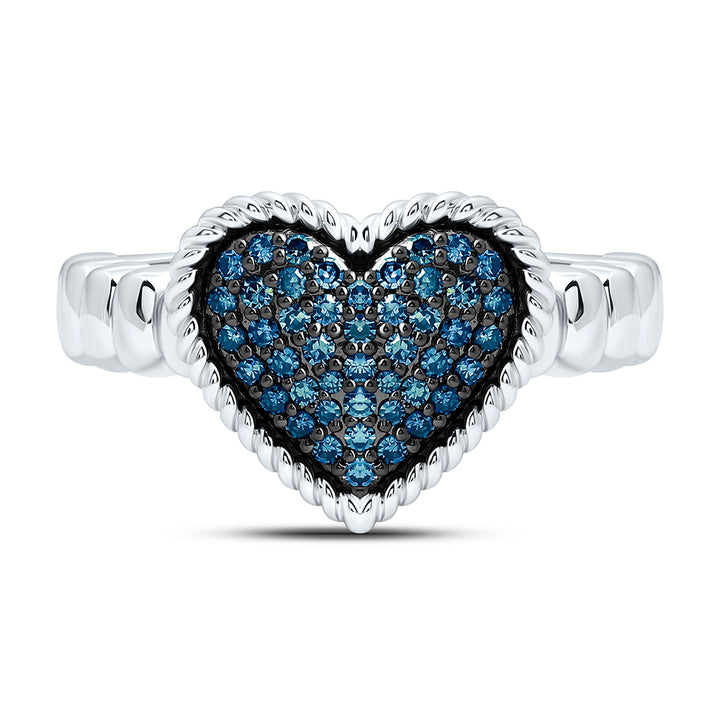 1/4CTW-NAT DIA FASHION BLUE DIA HEART RING Daisy Joyeria