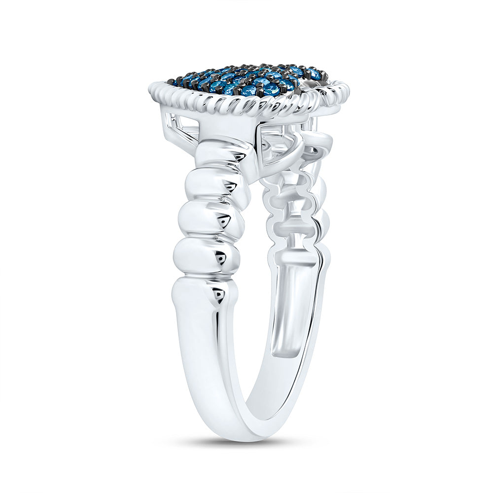 1/4CTW-NAT DIA FASHION BLUE DIA HEART RING Daisy Joyeria