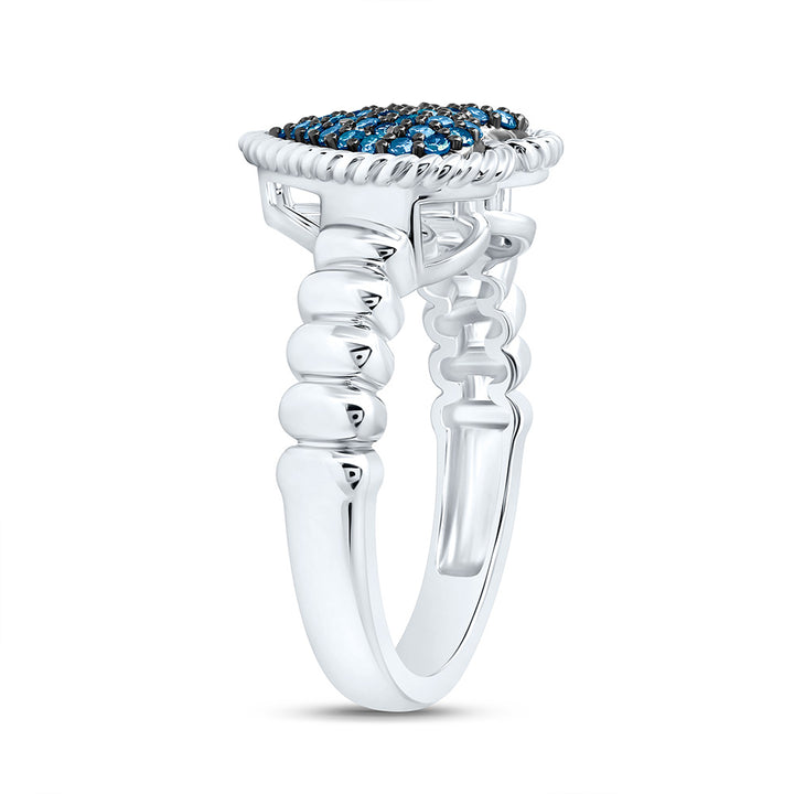 1/4CTW-NAT DIA FASHION BLUE DIA HEART RING Daisy Joyeria