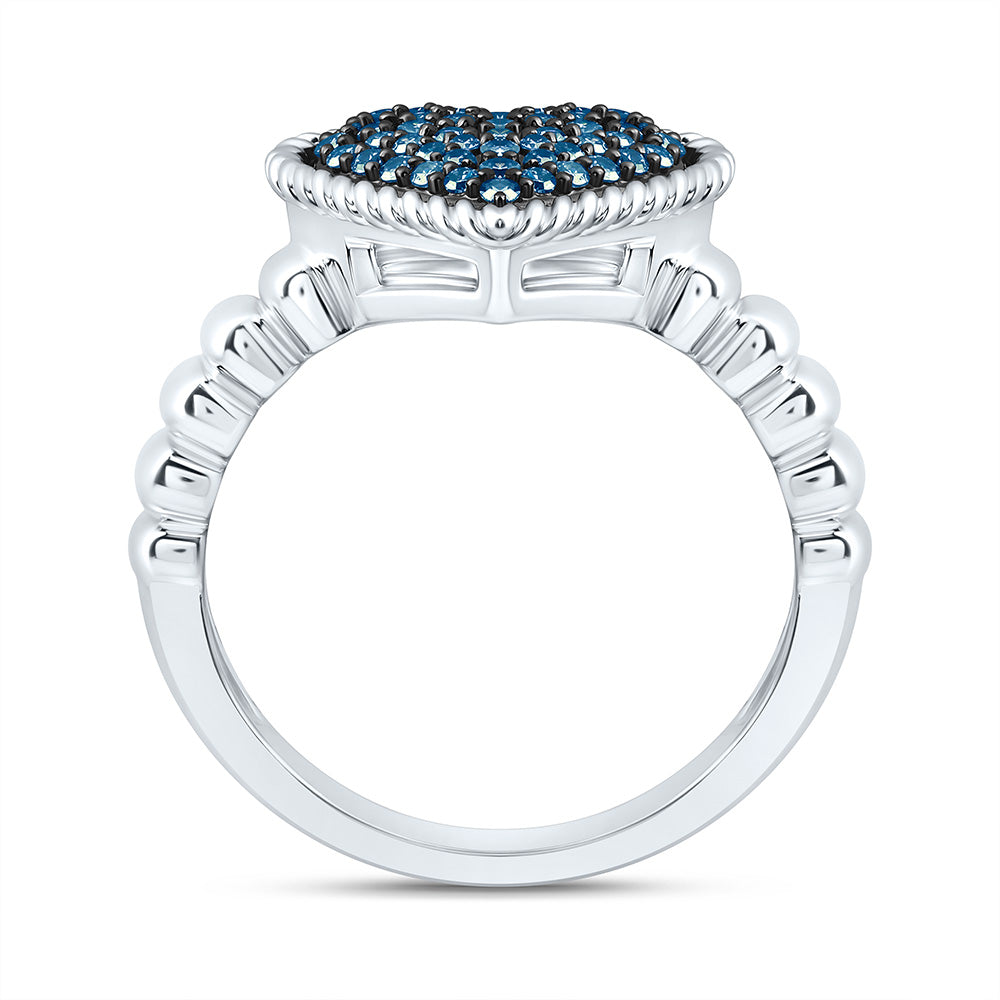 1/4CTW-NAT DIA FASHION BLUE DIA HEART RING Daisy Joyeria