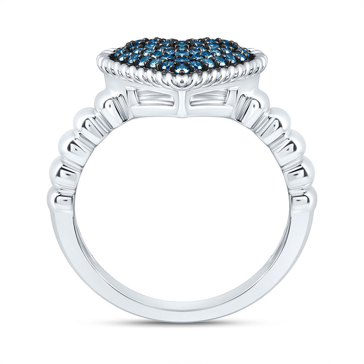 1/4CTW-NAT DIA FASHION BLUE DIA HEART RING Daisy Joyeria