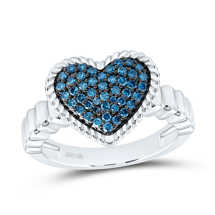 1/4CTW-NAT DIA FASHION BLUE DIA HEART RING Daisy Joyeria
