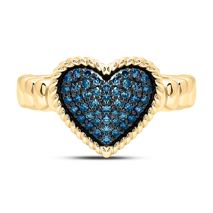 1/4CTW-NAT DIA FASHION BLUE DIA HEART RING Daisy Joyeria