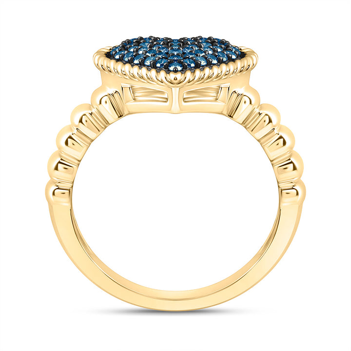 1/4CTW-NAT DIA FASHION BLUE DIA HEART RING Daisy Joyeria