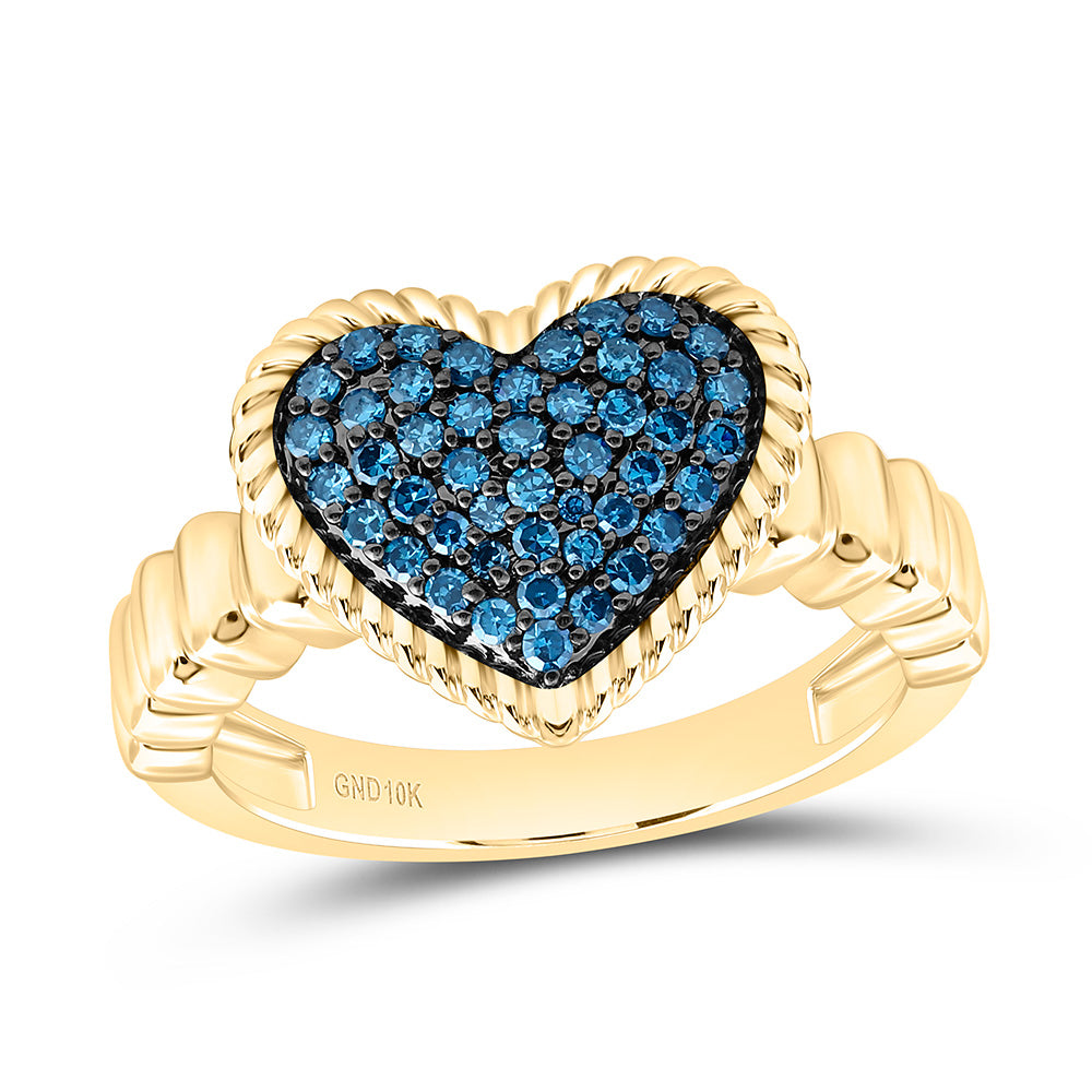 1/4CTW-NAT DIA FASHION BLUE DIA HEART RING Daisy Joyeria