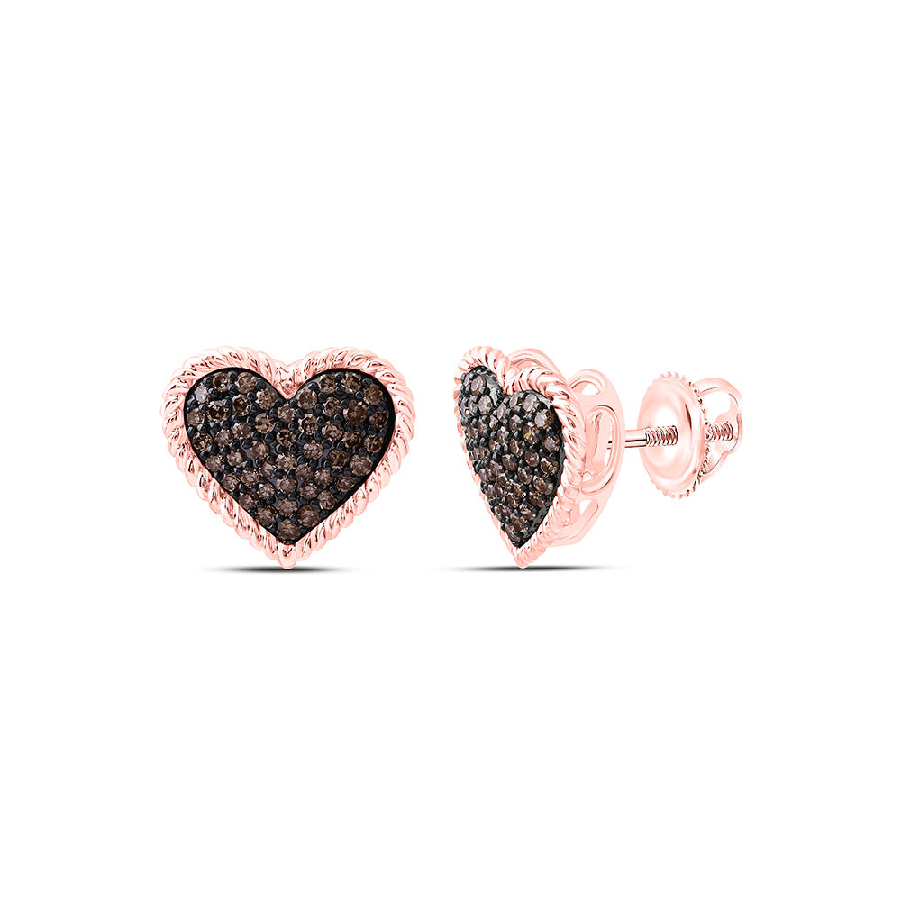 3/8CTW-NAT DIA FASHION COGNAC NATURAL HEART EARRING Daisy Joyeria