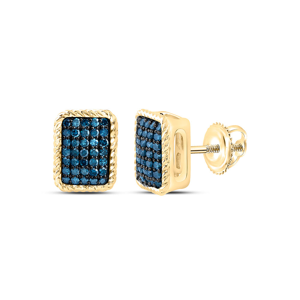 1/3CTW-NAT DIA FASHION BLUE DIAMOND EMERALD EARRING Daisy Joyeria
