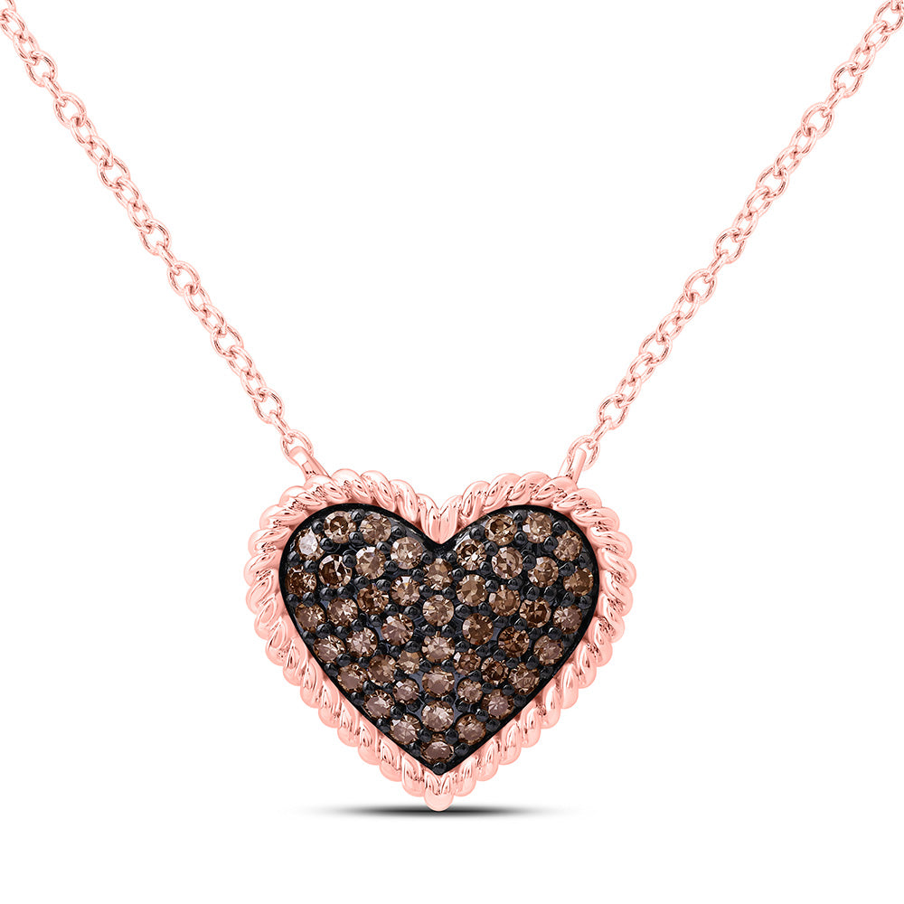 1/4CTW-NAT DIA FASHION COGNAC NATURAL HEART NECKLACE (18 INCH) Daisy Joyeria