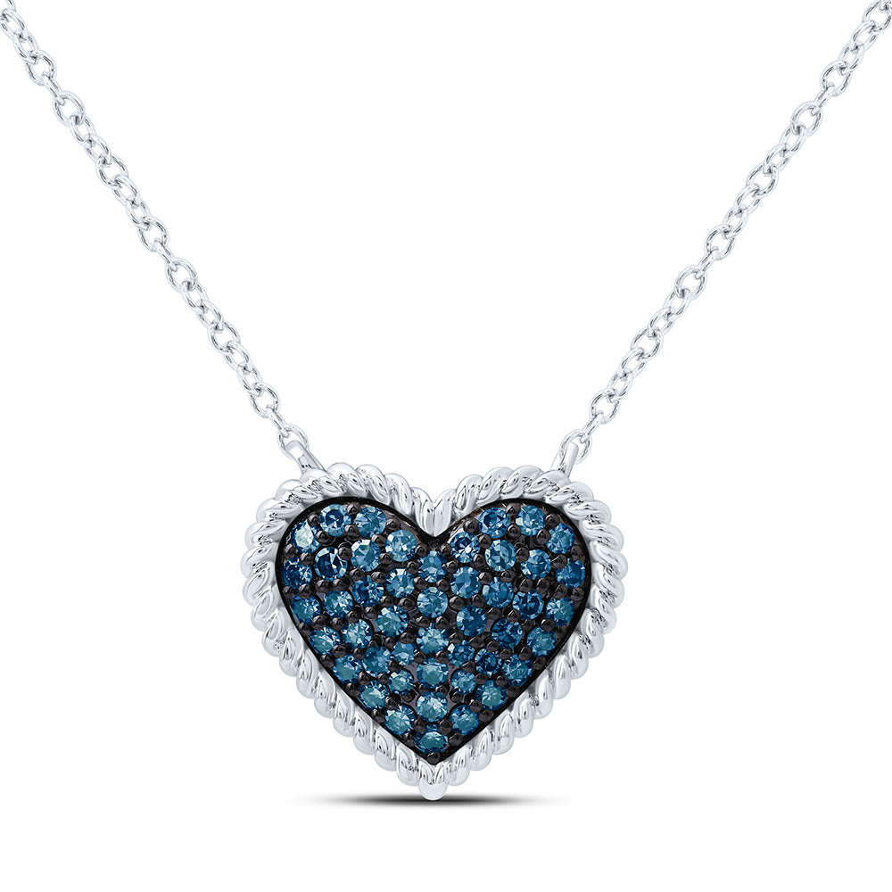 1/4CTW-NAT DIA FASHION BLUE DIAMOND HEART NECKLACE (18 INCH) Daisy Joyeria