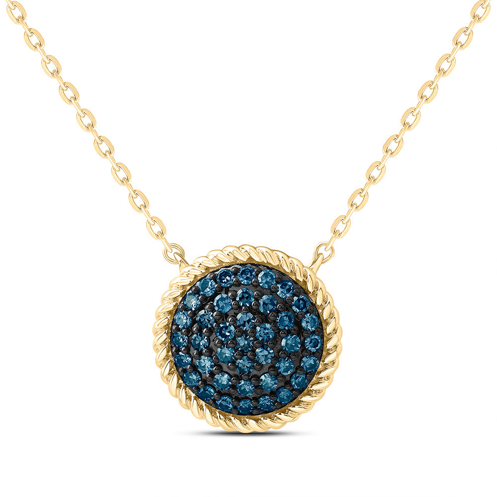 1/4CTW-NAT DIA FASHION BLUE DIAMOND ROUND NECKLACE (18 INCH) Daisy Joyeria
