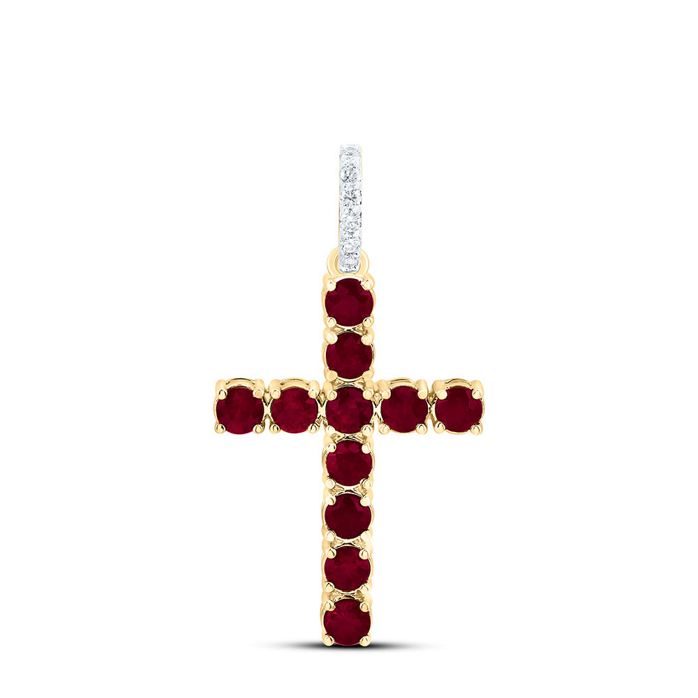 1/20CTW-NAT DIA ANA M 7/8CT-RD-RU NAT GEM CROSS PENDANT Daisy Joyeria