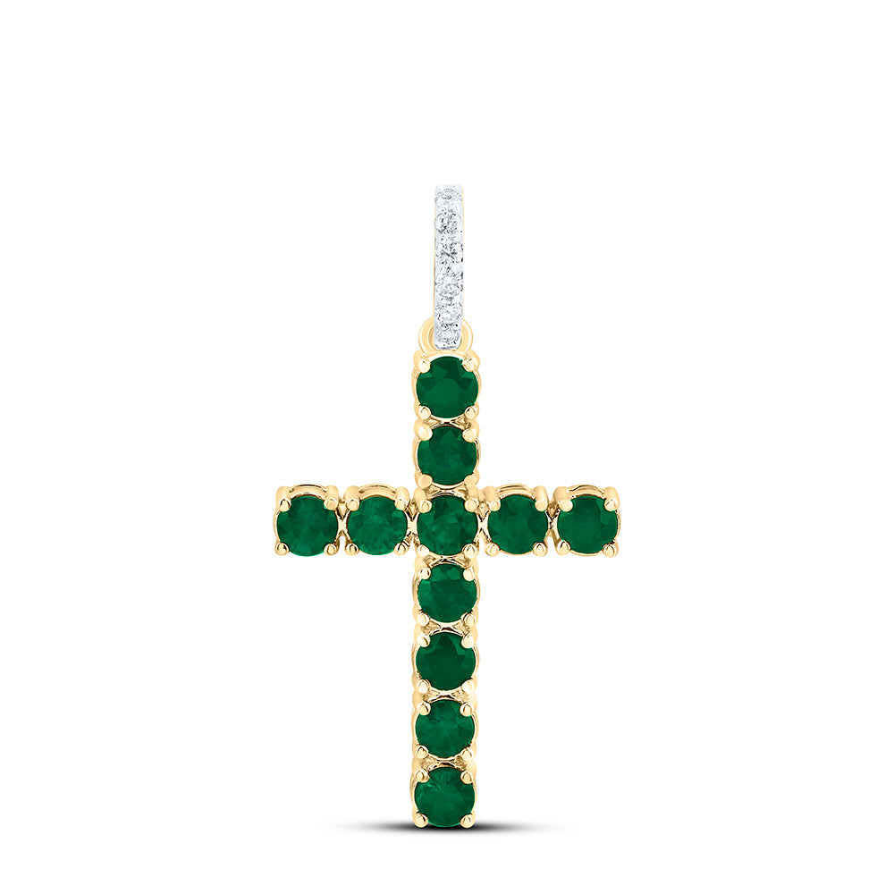 1/20CTW-NAT DIA ANA M 3/4CT-RD-EM NAT GEM CROSS PENDANT Daisy Joyeria