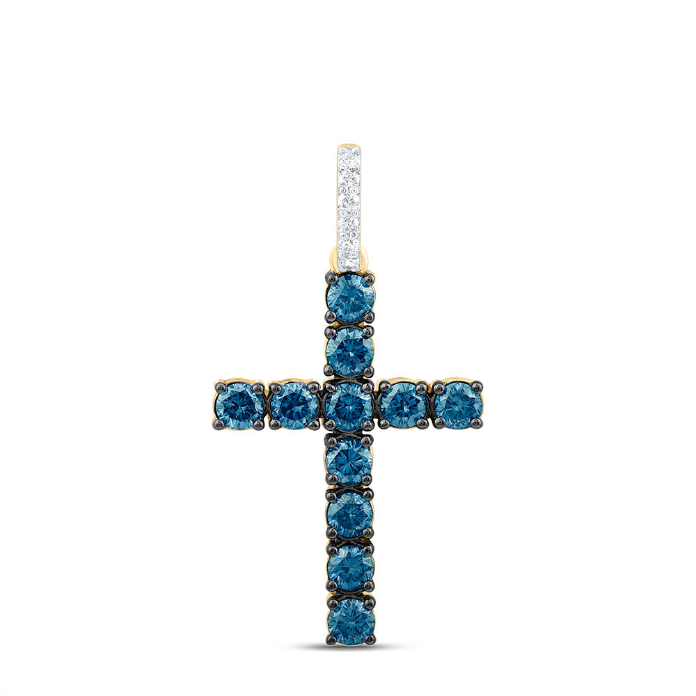 1/20CTW-NAT DIA ANA M 3/4CT-BLUE NATURAL DIAMOND CROSS PENDANT Daisy Joyeria