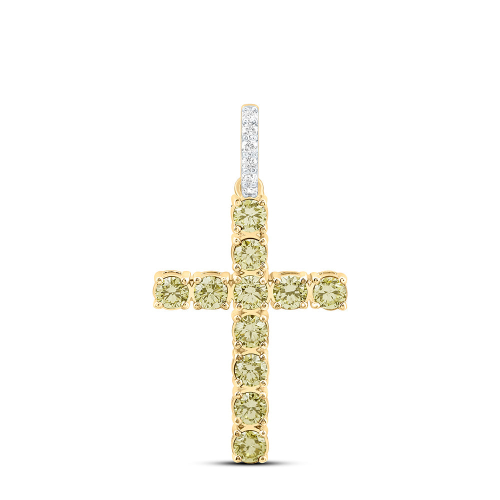 1/20CTW-NAT DIA ANA M 3/4CT-YELLOW NATURAL DIAMOND CROSS PENDANT Daisy Joyeria