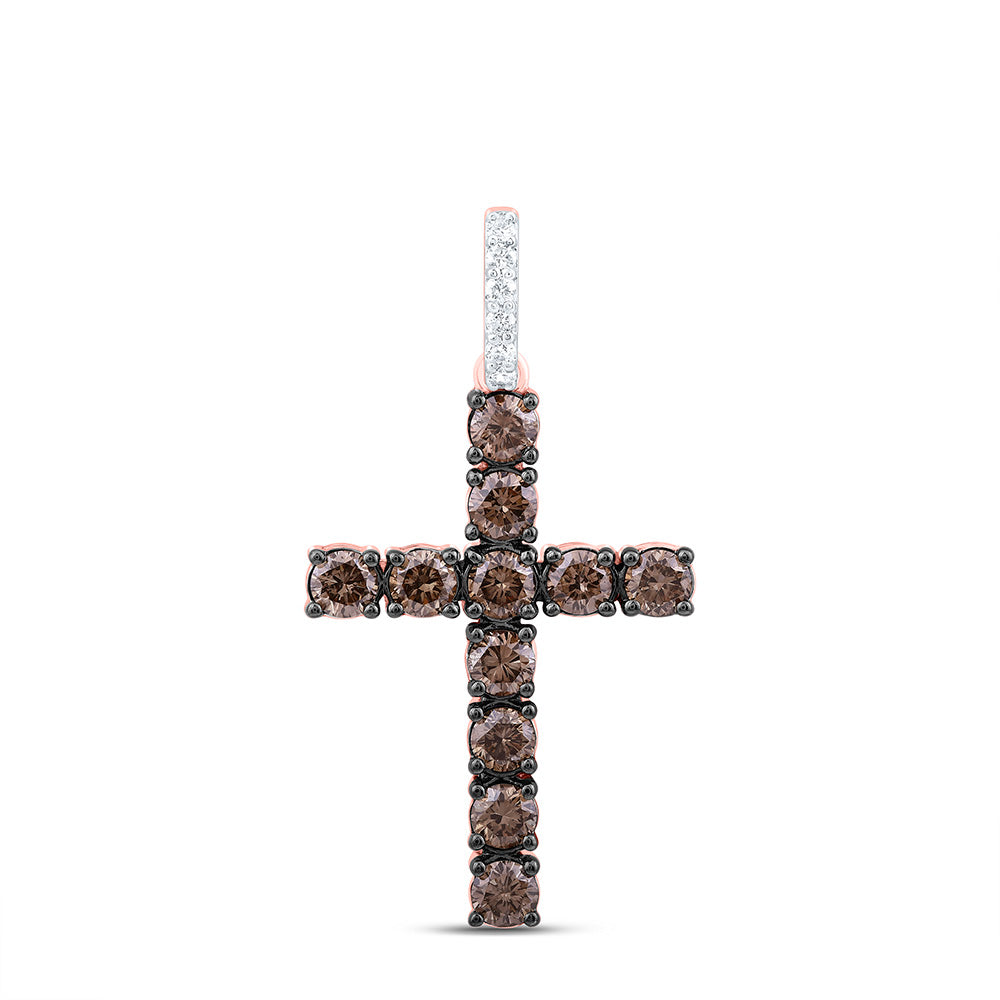 1/20CTW-NAT DIA ANA M 3/4CT-BROWN NATURAL DIAMOND CROSS PENDANT Daisy Joyeria
