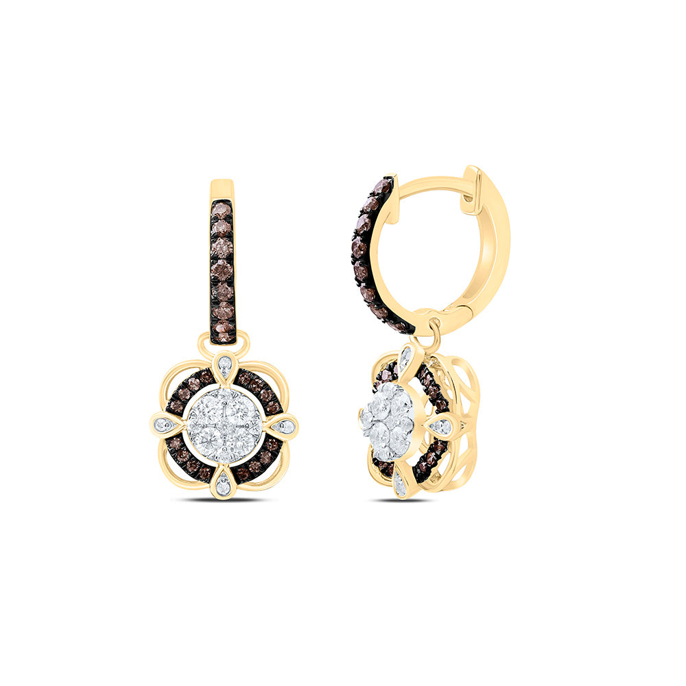 5/8CTW-NAT DIA CN FASHION COGNAC NATURAL ROUND DANGLING EARRING Daisy Joyeria