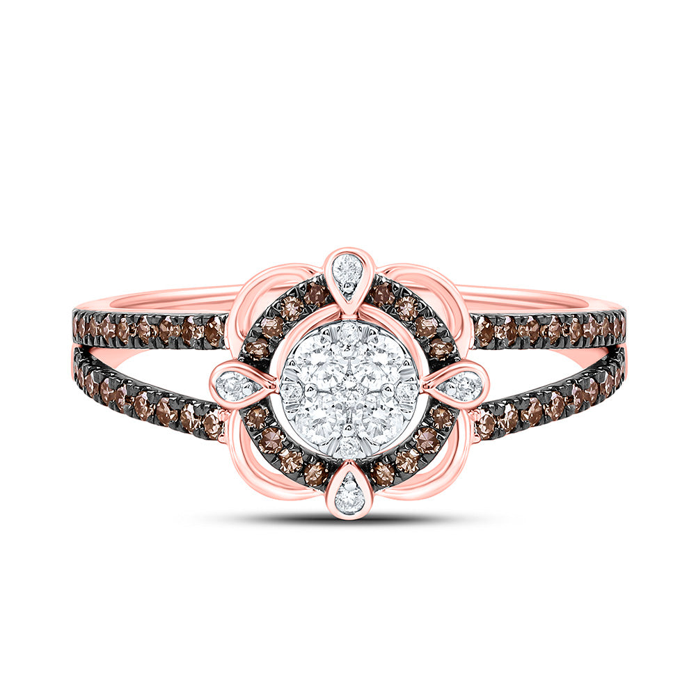 1/2CTW-NAT DIA CN FASHION COGNAC NATURAL ROUND RING Daisy Joyeria
