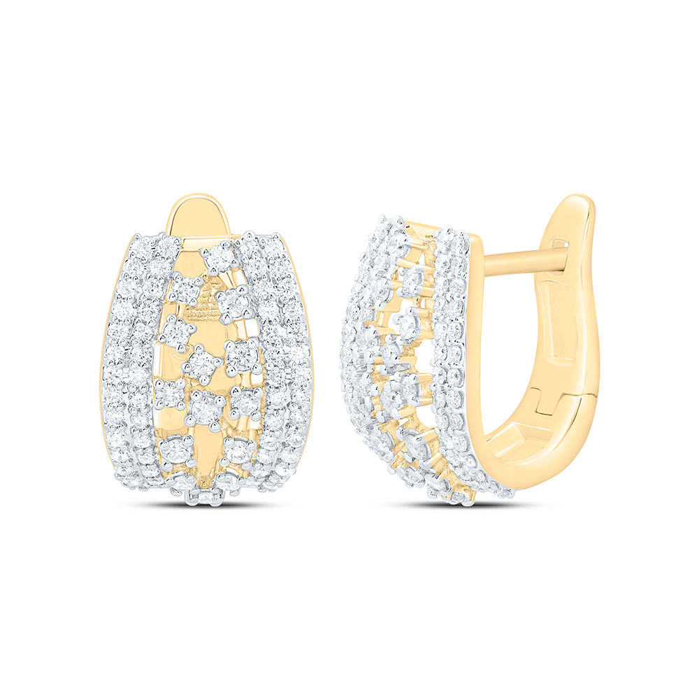 3/8CTW-NAT DIA CN FASHION HOOP EARRING Daisy Joyeria