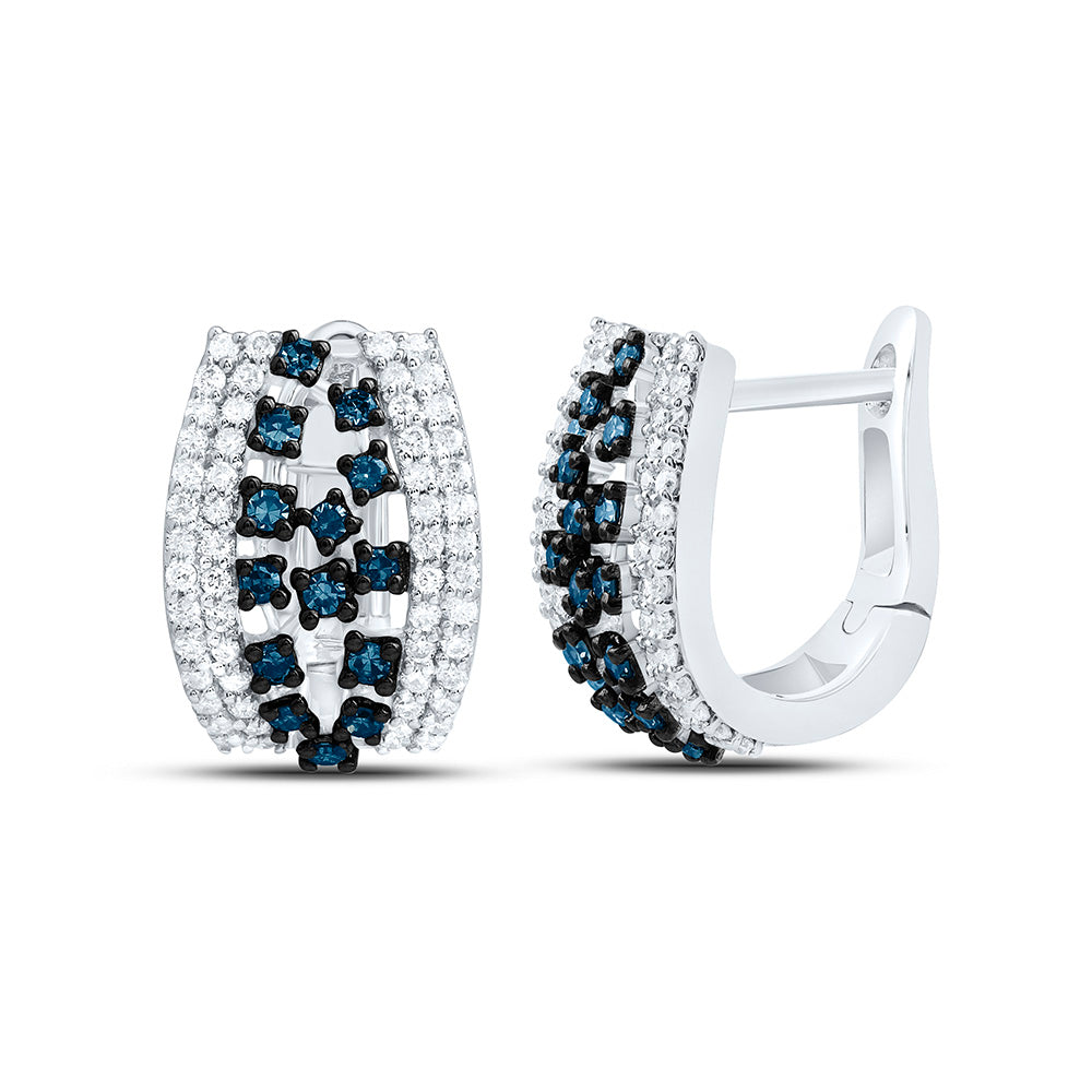 1/2CTW-NAT DIA CN BLUE DIAMOND HOOP EARRING Daisy Joyeria