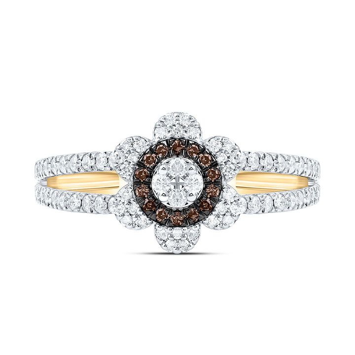 3/8CTW-NAT DIA CN FASHION COGNAC NATURAL FLOWER RING Daisy Joyeria