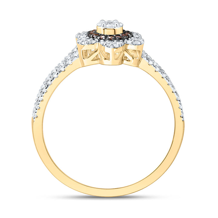 3/8CTW-NAT DIA CN FASHION COGNAC NATURAL FLOWER RING Daisy Joyeria