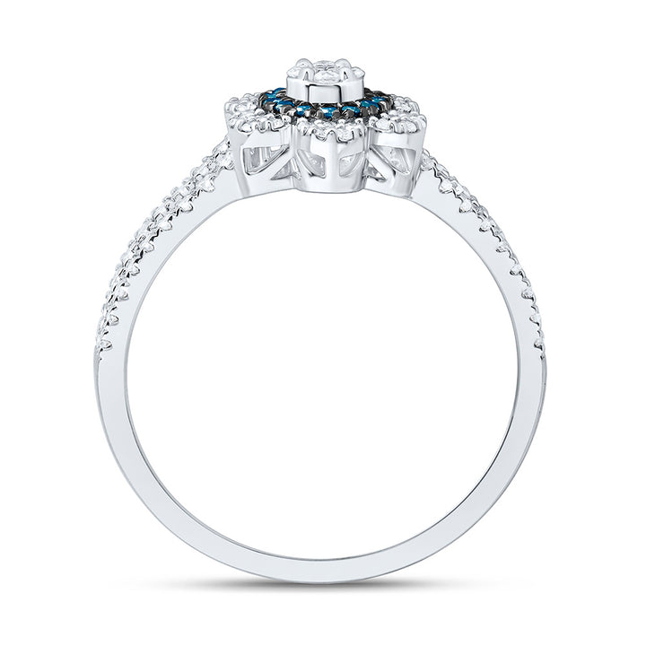 3/8CTW-NAT DIA CN BLUE NATURAL DIAMOND FLOWER RING Daisy Joyeria