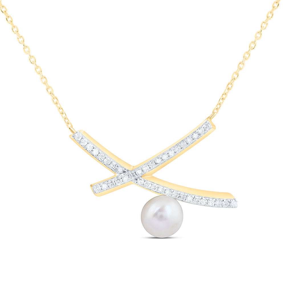 1/6CTW-NAT DIA ANA M 5MM-PEARL FASHION NECKLACE (18 INCH) Daisy Joyeria