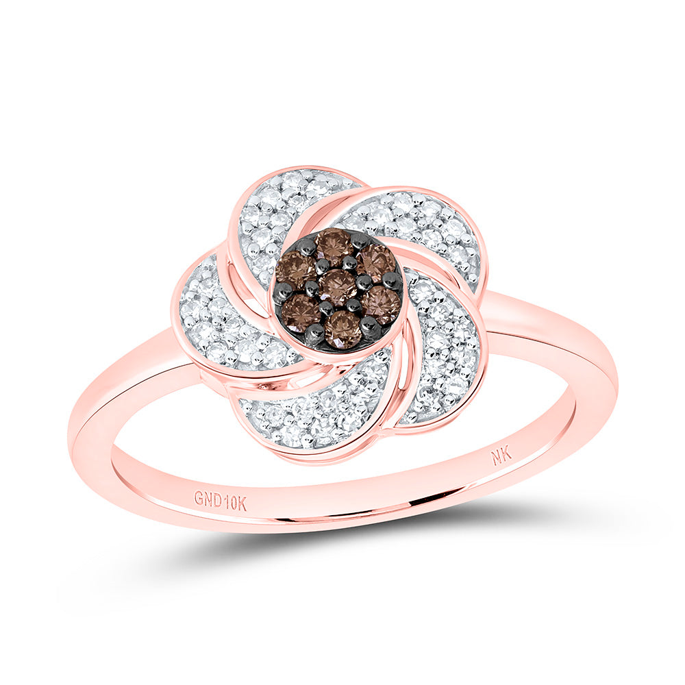 1/4CTW-NAT DIA CN FASHION COGNAC NATURAL FLOWER RING Daisy Joyeria