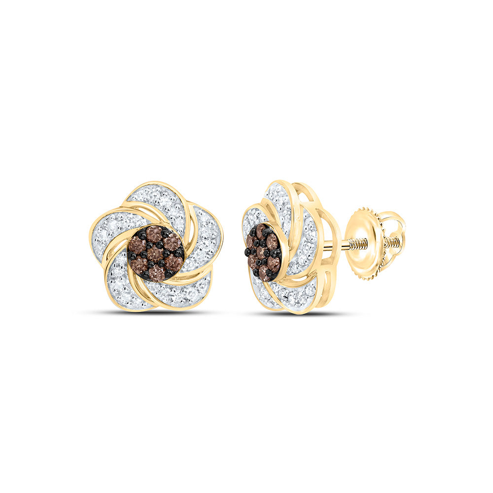 1/3CTW-NAT DIA CN COGNAC NATURAL FLOWER EARRING Daisy Joyeria