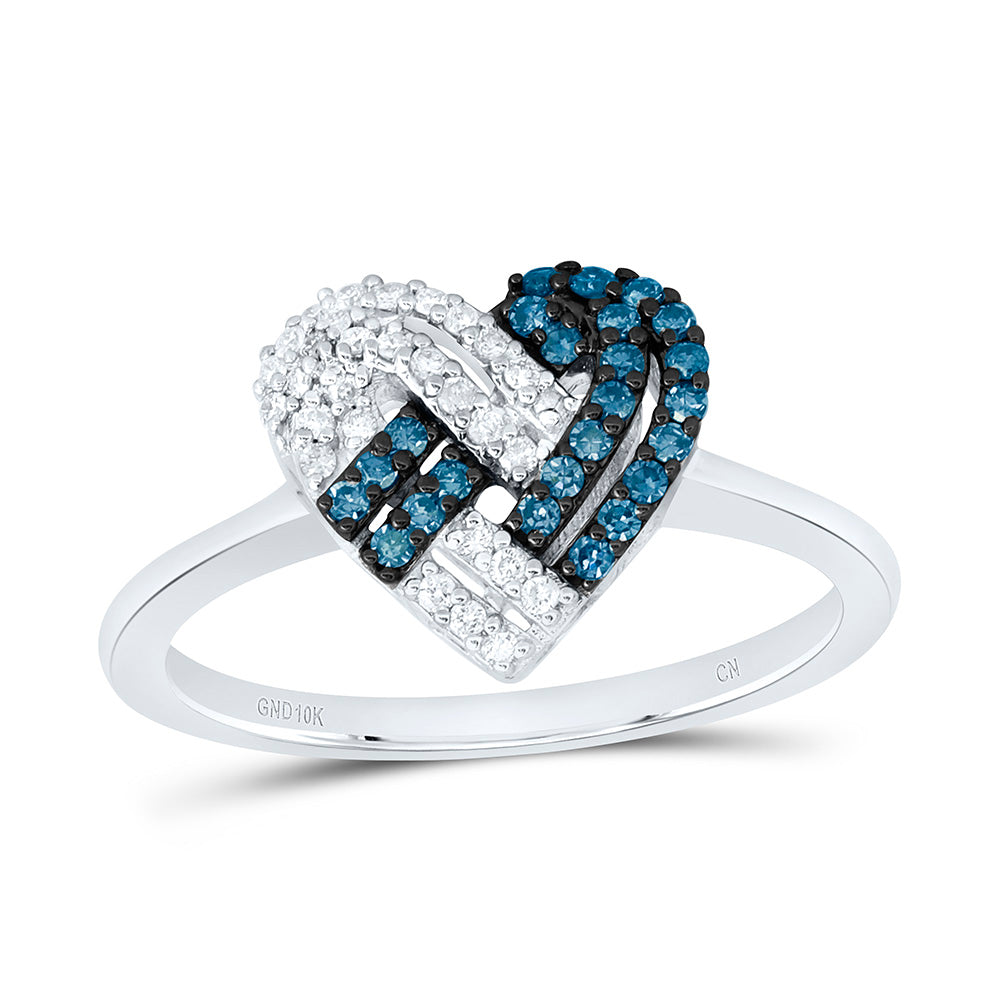 1/4CTW-NAT DIA CN BLUE DIAMOND HEART RING Daisy Joyeria
