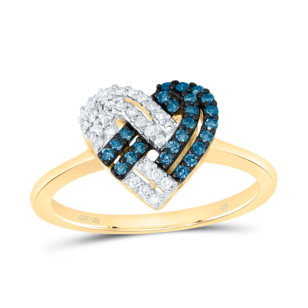 1/4CTW-NAT DIA CN  BLUE DIAMOND HEART RING Daisy Joyeria