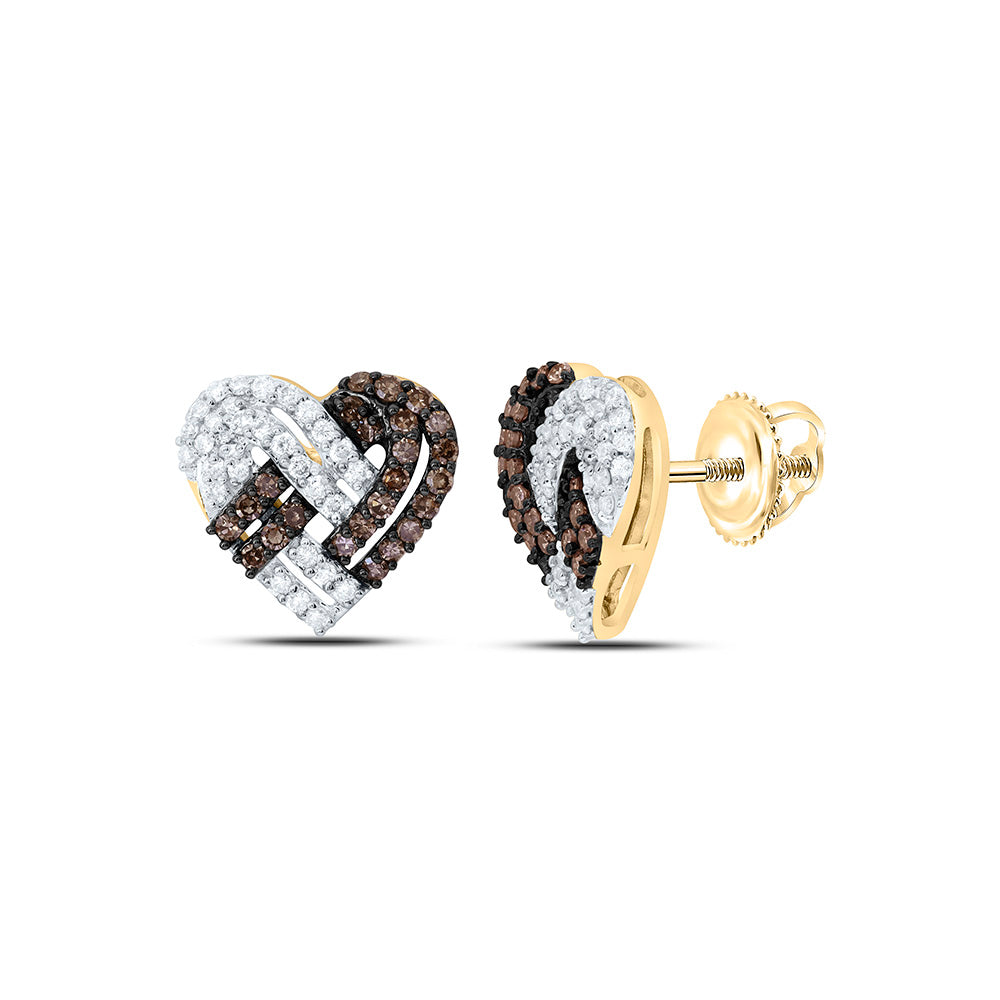 1/2CTW-NAT DIA CN FASHION COGNAC NATURAL HEART EARRING Daisy Joyeria