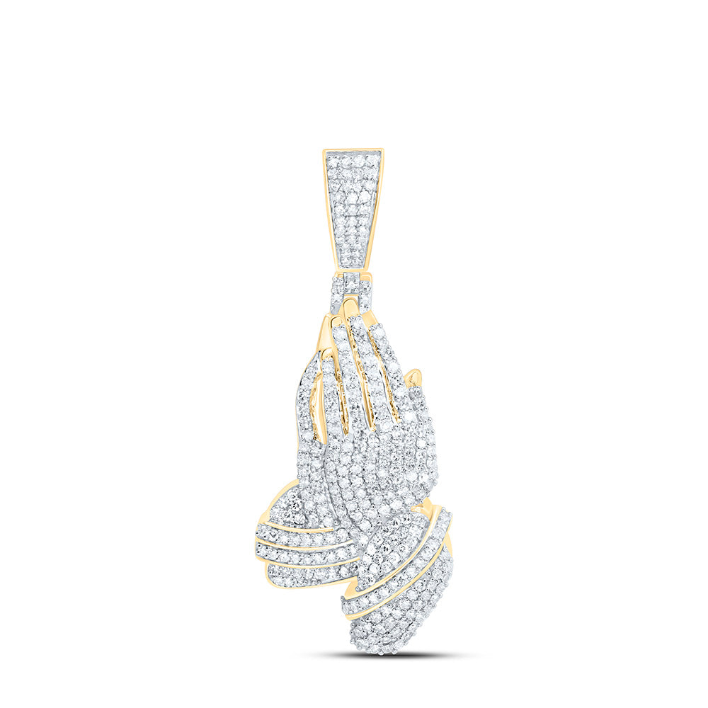 1CTW-NAT DIA NK PRAYING HAND FASHION PENDANT Daisy Joyeria