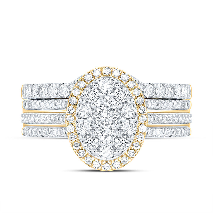 1CTW-NAT DIA NK SINGLE HALO OVAL BRIDAL RING Daisy Joyeria