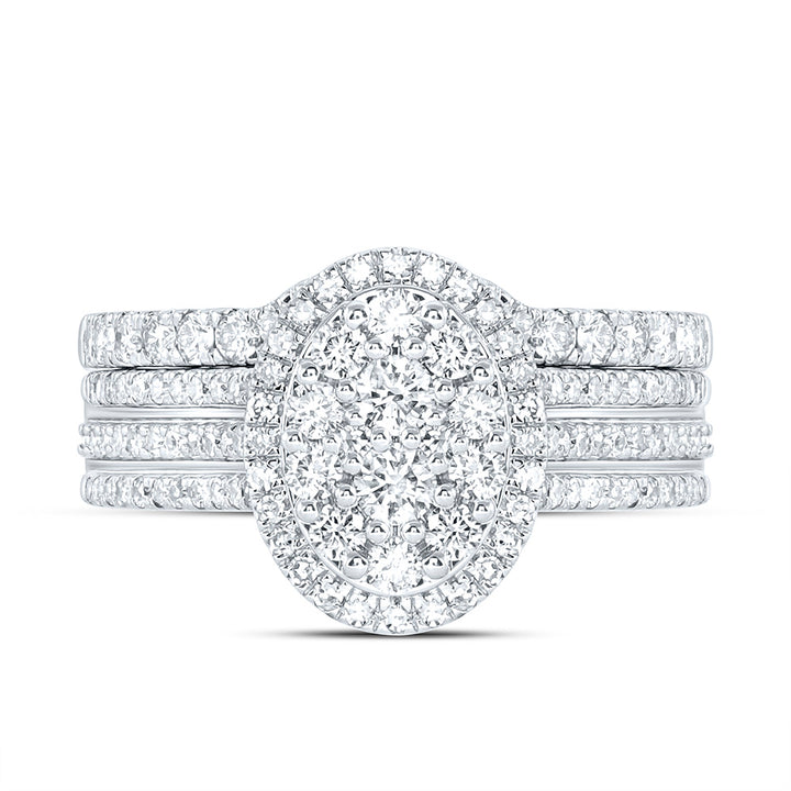 1CTW-NAT DIA NK SINGLE HALO OVAL BRIDAL RING Daisy Joyeria