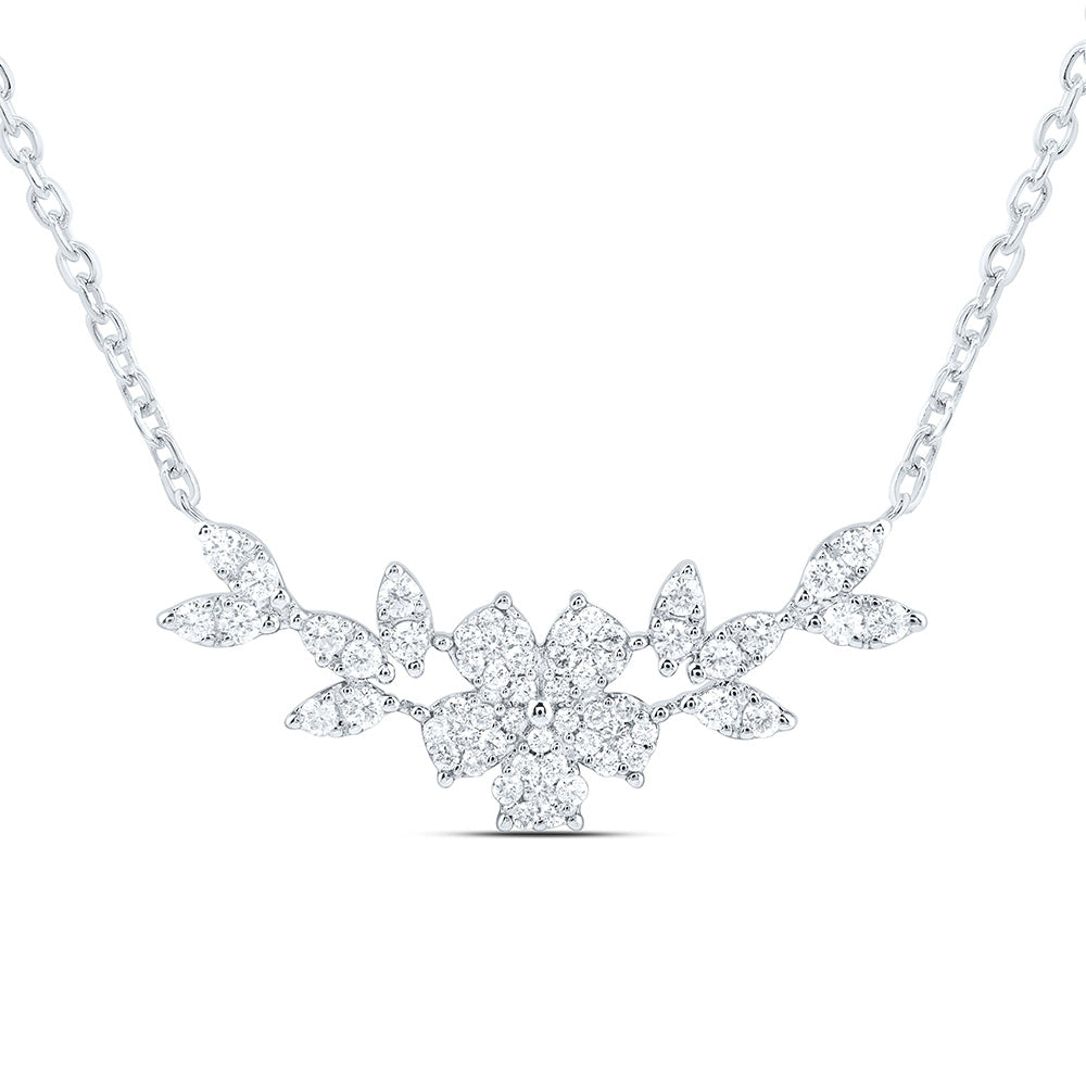 3/8CTW-NAT DIA ANA M FASHION FLOWER NECKLACE (18 INCH) Daisy Joyeria