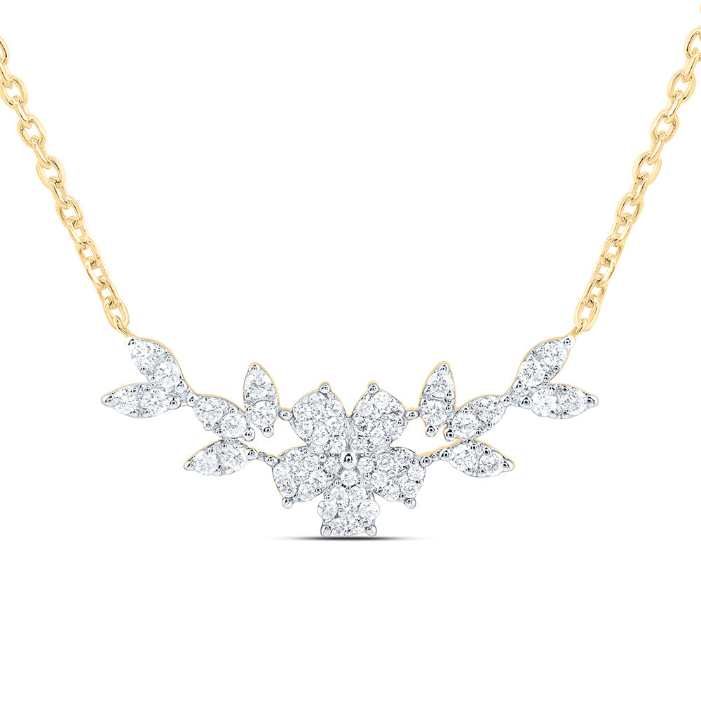 3/8CTW-NAT DIA ANA M FASHION FLOWER NECKLACE (18 INCH) Daisy Joyeria