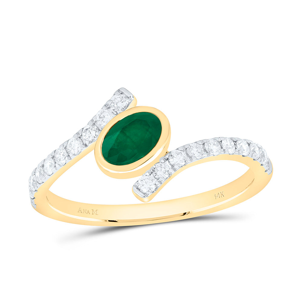 1/4CTW-NAT DIA ANA M 6X4MM-OV-EMERALD NAT GEM OVAL RING Daisy Joyeria