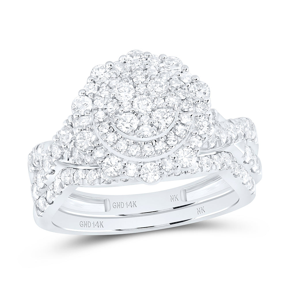 1 1/5CTW-NAT DIA NK FASHION DOUBLE HALO BRIDAL SET Daisy Joyeria