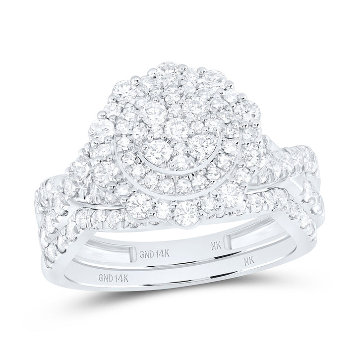 1 1/5CTW-NAT DIA NK FASHION DOUBLE HALO BRIDAL SET Daisy Joyeria