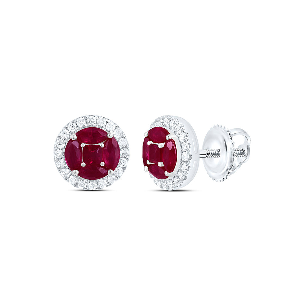 1/4CTW-NAT DIA CN 3/4CT-MQ-RU, 1/5CT-PR-RU NAT GEM EARRING Daisy Joyeria
