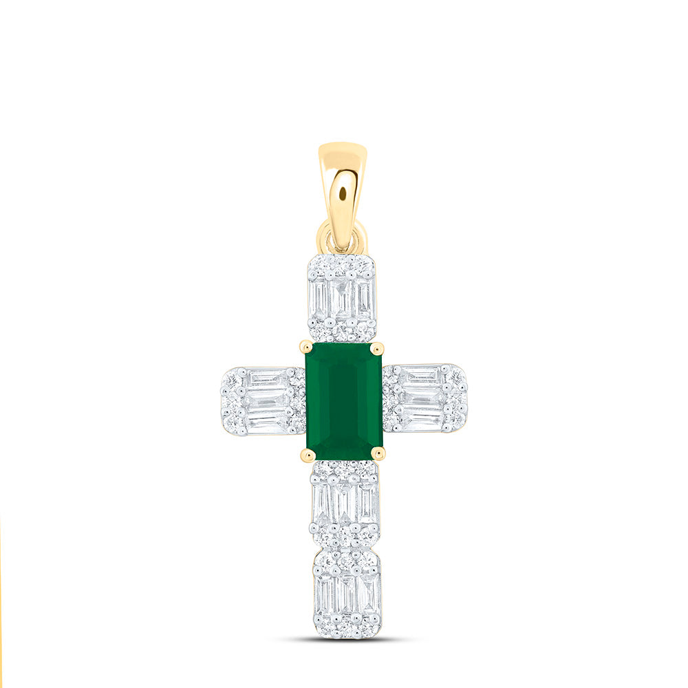 1/3CTW-NAT DIA ANA M 6X4MM-EM-EM NAT GEM CROSS PENDANT Daisy Joyeria