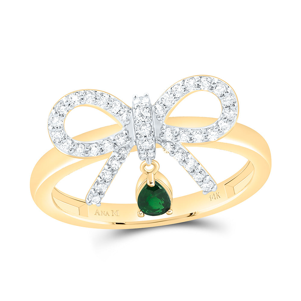 1/3CTW-NAT DIA ANA M 4X3MM-PS-EM NAT GEM BOW RING Daisy Joyeria