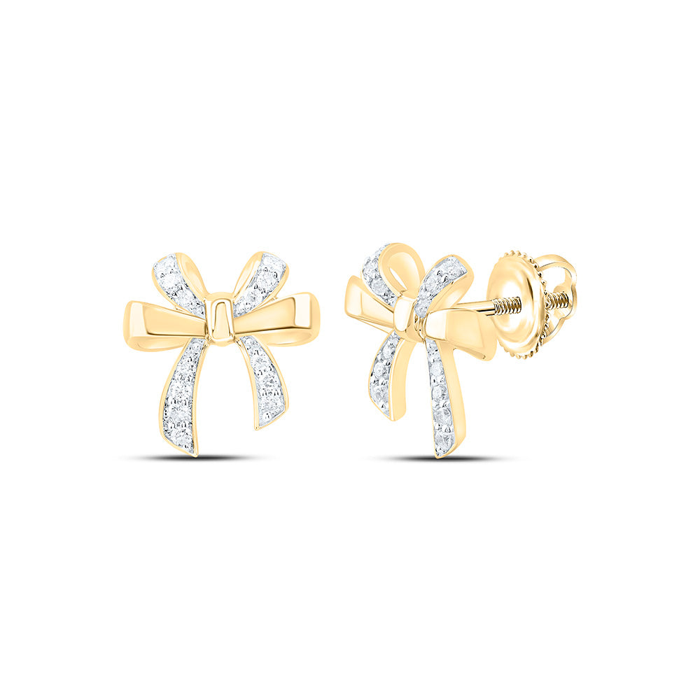 1/6CTW-NAT DIA CN FASHION BOW EARRING Daisy Joyeria