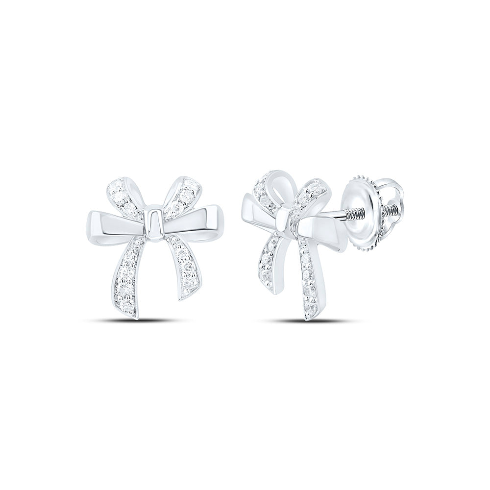 1/6CTW-NAT DIA CN FASHION BOW EARRING Daisy Joyeria