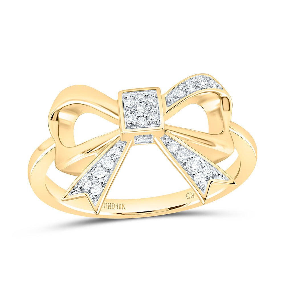1/8CTW-NAT DIA CN FASHION BOW RING Daisy Joyeria