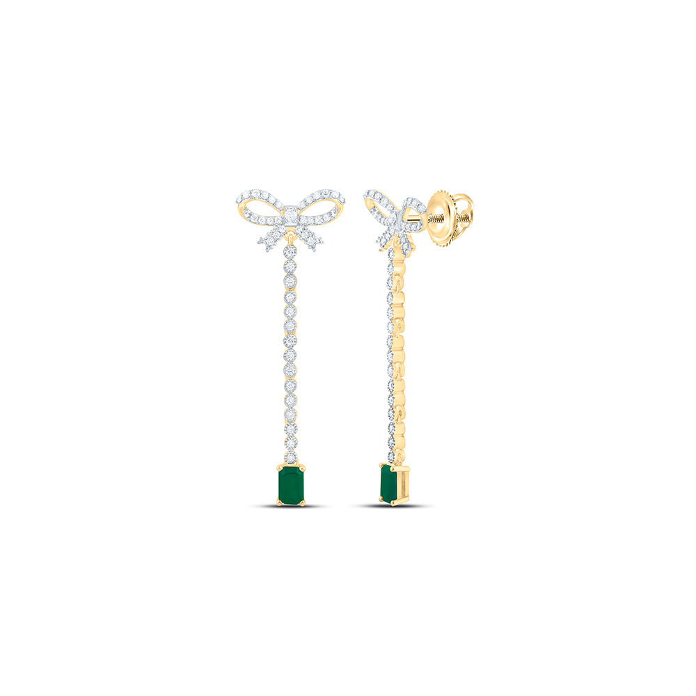 3/4CTW-NAT DIA ANA M 6X4MM EM-EM NAT GEM BOW DANGLING EARRING Daisy Joyeria