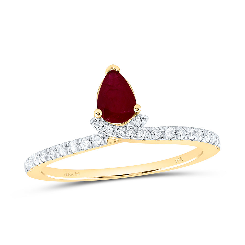 1/6CTW-NAT DIA ANA M 6X4MM-PS-RU NAT GEM PEAR RING Daisy Joyeria